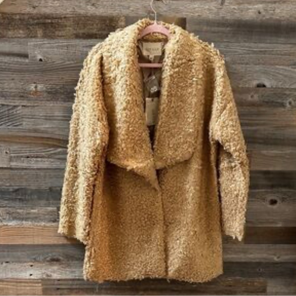 NWT Anthropologie x Moon River Valley Warm Beige Fleece Teddy Jacket